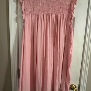 Crown & Ivy Blush Ruffle Sleeve Mini Dress